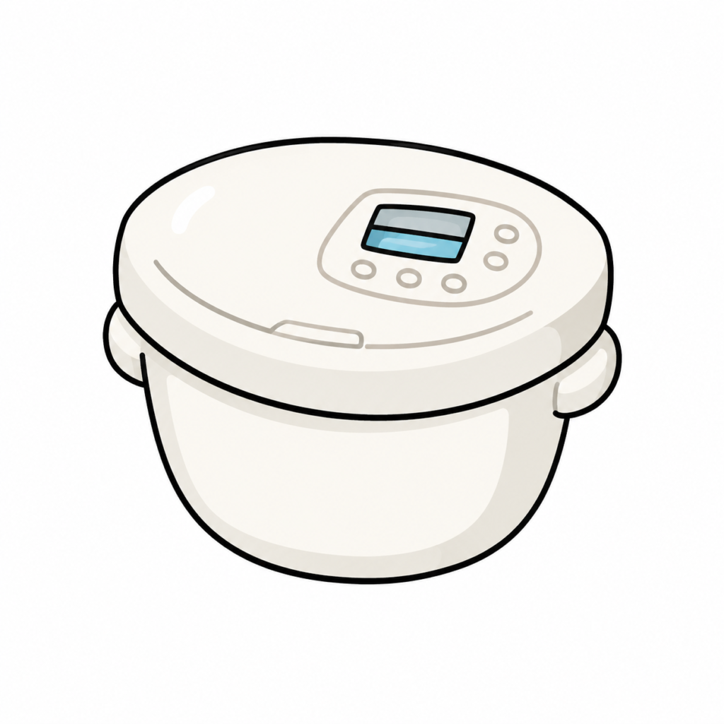 白いホットクック本体を描いたシンプルなイラスト